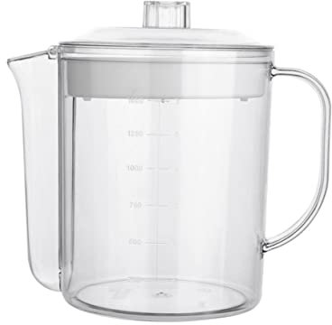 Ciieeo Grease Separating Measuring Cup 1500ml Creative Kitchen Fat Separator Jug with Strainer Microwave Safe Glass Gravy Separator Easy-Read Scale White Cooking Pot