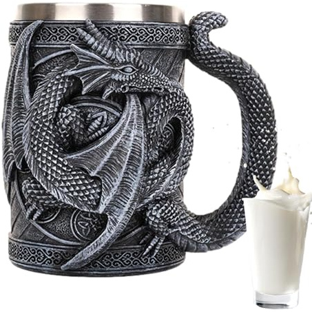 Mittelalterlicher Bierkrug, stabiler Trinkbecher, Gothic-Party-Trinkgeschirr, Edelstahlbecher, 568 ml, Bierbecher, Partybecher, Fantasy-Themen-Becher, Bierkrug, Gothic-Stil, Trinkgeschirr, bedruckte