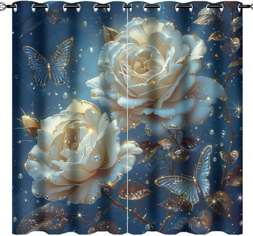 Vorhang, Kinderzimmer, 3D Blumentier Schmetterling 170X200 cm (B + H) Kindervorhänge Mit Ösen, Polyestervorhänge, Wärmeschutzvorhang, Blickdichter Vorhang Mit Ösen, Kindervorhänge Für Wohnz-202132171