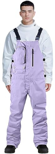 Sunnyuk Pantaloni da Sci Uomo, Tuta da Sci Uomo Pantaloni Invernale Snowboard Pantalone Impermeabile Elasticizzati Salopette da Neve Sci Tuta Montagna Taglie Forti Curvy Termici