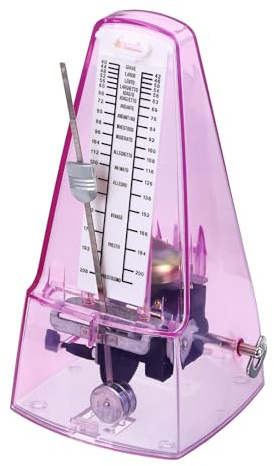 sourcing map Mechanisches Metronom, hohe Genauigkeit, Musik-Timer, universelles Metronom für Klavier, Gitarre, Violine, Ukulele-Spieler, Transparent, Rosa