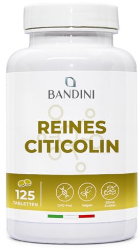 Bandini® Citicolina CDP 500 MG - 125 comprimidos - Suplemento de CPD Colina - Apoyo natural de alta dosis para el funcionamiento normal de las células y dieta equilibrada - Sin aditivos, 100% Vegano