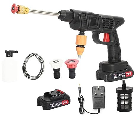 21V 35bar-High Pressure Cordless Pressure Washer, 6-in-1 Adjustable Nozzle, 240L/h Portable Pressure Washer with Battery, 5m Hose, for Car Floor Garden Cleaning Watering (1 battery)