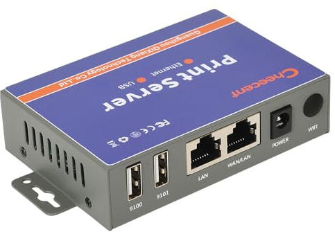 Network Ethernet to USB Print Server (NOT Plug&Play), Non-WiFi Version, 2 Port Print Server for USB Printer, Convert USB Printer to Ethernet Networking - Windows Mac Linux Compliant - CR102