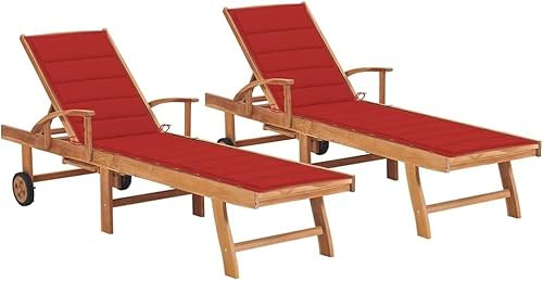 Teakholz Sonnenliege mit Verstellbarer Rückenlehne, Outdoor Loungesessel für Pool, Terrasse, Deck, Strand, Wetterbeständige Chaiselongue mit Rollen