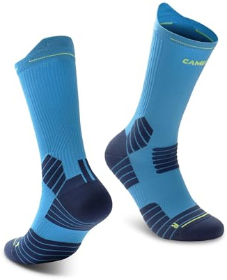 Calcetines Compresión Hombre Mujer 2Pares, Medias de Compresion Antiampollas, Running Socks Largos, Respirable y Acolchado, para Deporte, Trail, Ciclismo, Trabajo, Soporte del Arco, Fascitis Plantar