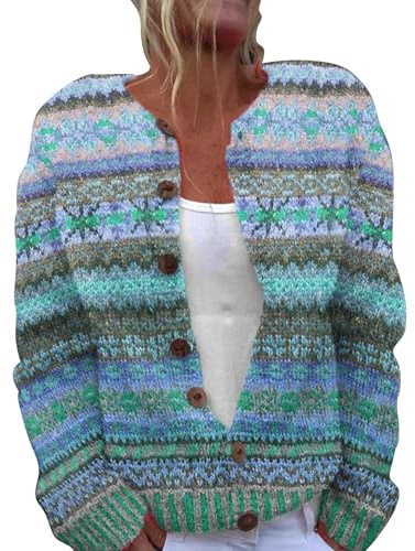strickjacke damen lang winter Strickjacke Norweger Winter Strickpullover Langarm Weihnachtspullover Muster Weich Strickmantel Bunt Gestrickt Grobstrickjacke SchöNe sweatshirt damen oversized crop