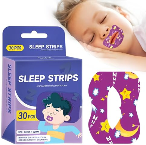 GXGM Cerotti per la Bocca 30 Pezzi Bambini e Adolescenti – Strisce Antirussamento Sicure e Delicate,Adesivo Ipoallergenico,Supporto Respirazione Nasale,Migliora Qualità del Sonno e Riduce il Russare