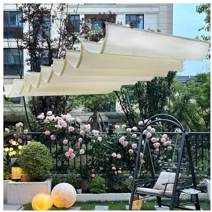 Tenda a vela retrattile in HDPE, 2,5 x 14 m, impermeabile, per gazebo, patio, ombrellone, protezione UV, riparo esterno ed elegante copertura
