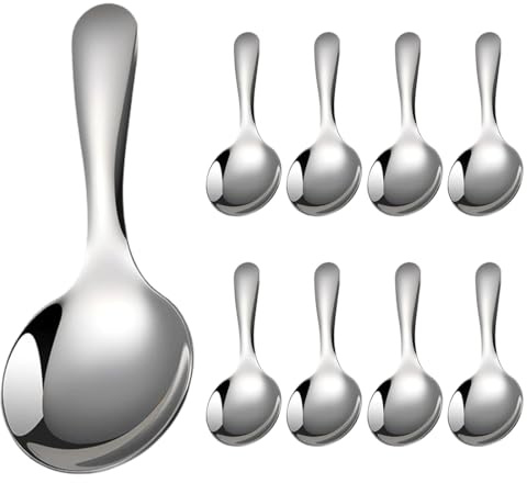 UYVPAER Paquete De 9 Mini Palas Con Mango Corto, Mini Palas Plateadas Para Recipientes De Almacenamiento, Pequeñas Palas De Acero Inoxidable Para Café, Dulces, Sal, Azúcar, Té Y Postres (Plata)