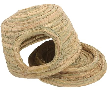 Kaninhall - halm, 22,9 x 12,7 cm, naturlig vävd design, bekvämt och andningsbart skydd, gömställe för små husdjur | kaninhus, kaninhus, hammarsvin