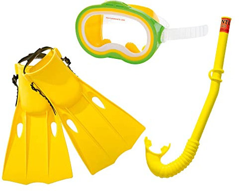 Intex Unisex-Schwimmbrille Schnorchel Flipper Set, Farbe Sortiert (Grün/Gelb)