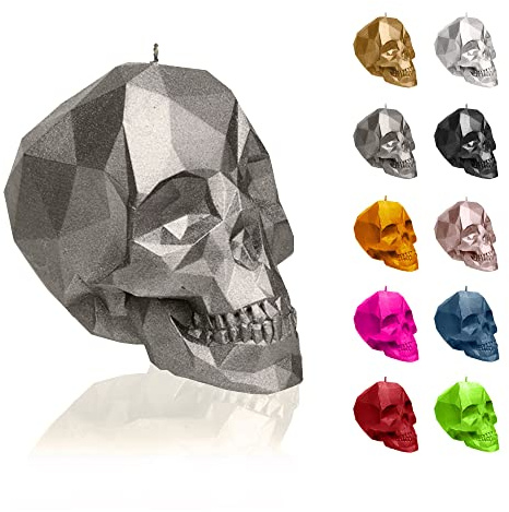 Candellana Skull Kerze - Totenkopf Kerze - Skull Deko - Totenkopf Deko - Halloween Deko - Gothic Deko - Grunge Deko Kerze - Heavy Metal Deko - Grunge Room Decor, 7,5 x 10 x 6,5 cm
