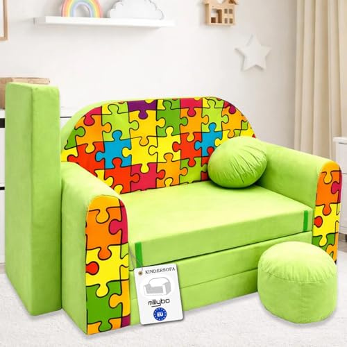 millybo Kindersofa Kinder Couch mit Schlaffunktion ausklappbar 3in1 Kinder Sofa Spielsofa mit Bettfunktion Mädchen Jungen Sitzsack Minisofa Schlafsofa Kinderzimmer Schlafsessel (Z34)
