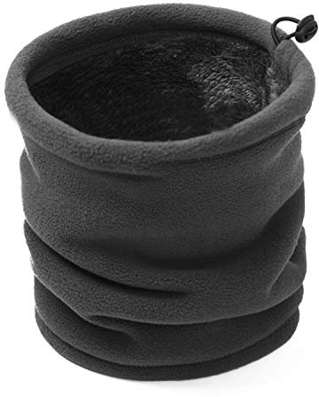 TAGVO Polaire Neck Warmer Cache-Cou, Hiver Doux Épais Doublure Polaire Echarpe Élastique Cou Gaiter, Coupe-Vent Ski Cache-Cou Masque Cagoule pour Hommes Et Femmes - Taille Universelle