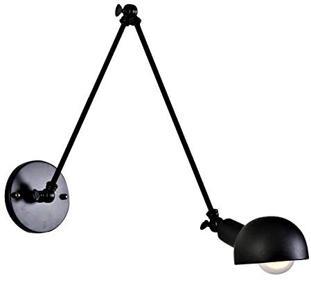 LXHK Lampada da Parete Industriale con Braccio Girevole, LED Lampade da Muro Vintage Retro E27 Applique da Parete a Braccio Lungo Estensibile, Lampada Muro Nero Pieghevole Metallo Scale,50+50cm