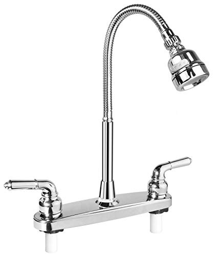 EXCELFU RV Kitchen Faucet Replacement, RV Kitchen Sink Faucet with Flexible Arc 360 Degree Rotatable Sprayer, RV Kitchen Faucets for Campers, RVs Motorhomes, Travel Trailers (8 inches Apart)