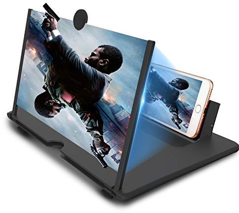 14 inch Screen Magnifier for Cell Phone 3D Magnifier Screen Enlarger for Movies,Videos,Reading,Gaming-Screen Amplifie with Foldable Phone Stand Holder.Compatible with All Smartphones -Black