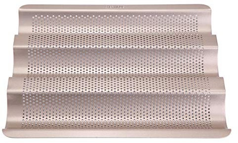 Bread Pan Baguette Pan Non Stick Perforated 3-slot Bread Baking Mould 10inch Baking Tray Rose gold