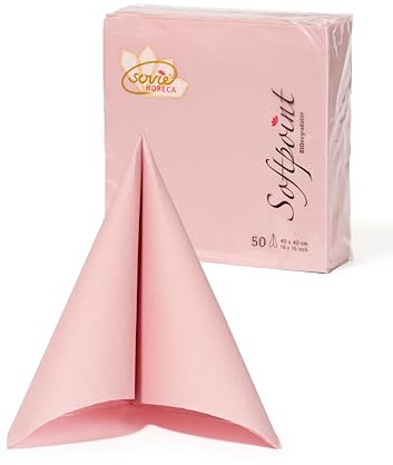 Sovie HORECA Softpoint Serviette 40 x 40cm | Punkteprägung | einmaliges Volumen 2-lagig | Perfekt für Gastronomie und Private Feiern | (50, Altrosa)