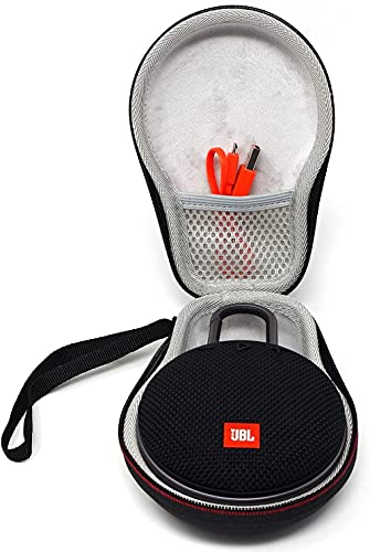 ElloGear Reise-Hartschalenkoffer für JBL Clip 3, JBL Clip 2 kabelloser, wasserdichter Bluetooth-Lautsprecher, Aufbewahrungstasche für USB-Kabel und Ladegerät, Schwarz