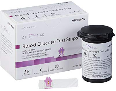 McKesson Quintet AC Blood Glucose Test Strips - Auto Coding, Noble Electrode Strips, for Self-Testing and Point-of-Care Testing of Whole Blood Glucose, 50 Strips, 6 Packs, 300 Total
