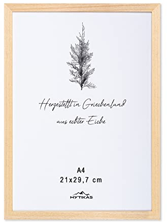 MYTIKAS Bilderrahmen DIN A4 21x30 cm Natur Holz Eiche Dünner Rahmen Posterrahmen Vintage Collage Picture Frame Holzrahmen Holz-Bilderrahmen Holzbilderrahmen Poster Echtholz
