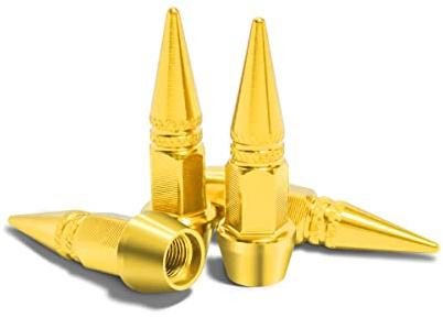 CGEAMDY 4Pcs Ventilkappen Auto für stabilen Reifendruck, Aluminium Schutz vor Staub Autoventil Kappe für Motorrad & Fahrrad Rad & Reifen, Allgemein Autozubehör (Gold)