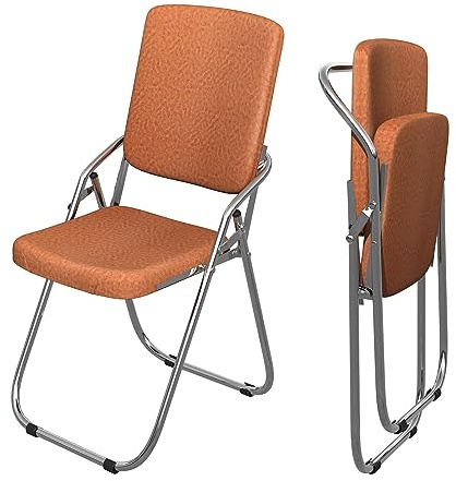 Chleby Klappstuhl Besucherstuhl Klappstuhl mit Lederbezug Klappbare Esszimmerstühle sind geeignet für Küche, drinnen, draußen, Konferenzraum Braun