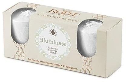 Root Candles Scented Votive Candles Seeking Balance® 20-Hour Spa Aromatherapy Candles, 3-Count, Illuminate: Juniper Rosewood