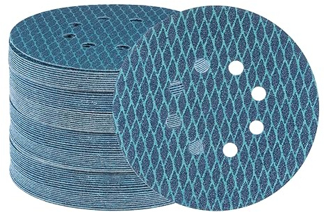 QUARKZMAN 70uds Diamante Forma Lijado Discos 6 Pulgadas 60 Grano Gancho y Bucle Azul Rombo Lija Papel Pescado Escala 8 Agujeros Lijadora Acabado Discos, Húmedos y Secos Pulido