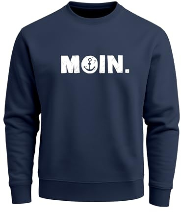 Neverless® Sweatshirt Herren Moin Dialekt Norden Hamburg Anker Print Rundhals-Pullover Fashion Streetwear Navy 4XL