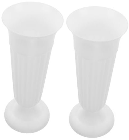 FUNOMOCYA 2pezzi Vaso Per Fiori Cimitero in Plastica Bianca Con Base Stabile Portafiori Commemorativo in Stile Colonna Romana Supporto Elegante Per Composizioni Floreali Da Tomba