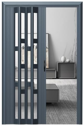 FalttüR Graue Falttüren Für Schlafzimmer/Küche, Aluminium Raumteiler Schiebetür Mit Akkordeon, Badezimmer Küche Schrank, Flure Vorübergehend Multifaltbare Scheunentür Für Wohnzimmer ( Color : WxH , Si