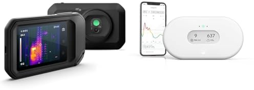 FLIR C5 Compact Thermal Imaging Camera with WiFi: High Resolution Infrared Imager for Inspection & Airthings 2960 View Plus - Détecteur de Radon et de la Qualité de l’Air avec Détecteur de Particule