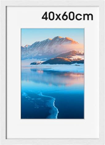 DTXDTech Bilderrahmen Holz Weiß 40x60 cm DIN 40x60 cm 40x60 cm Wandmontage,40x60 für Druck Schlafzimmer Wohnzimmer Deko