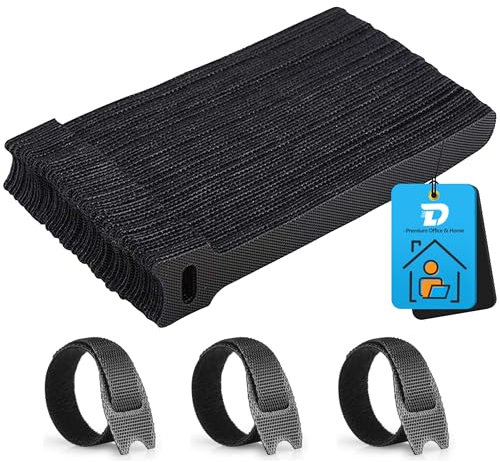 DZSEE Reusable Cable Ties 60 Pcs, Black Cable Ties Reusable, Suitable for Home, Office, Ideal for HDMI, Printer, Laptop, Phone Charger, USB Cable Straps