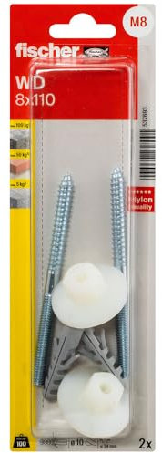 Fischer - Kit di fissaggio facile - Kit di fissaggio per lavabo 8 x 110 mm - Fischer
