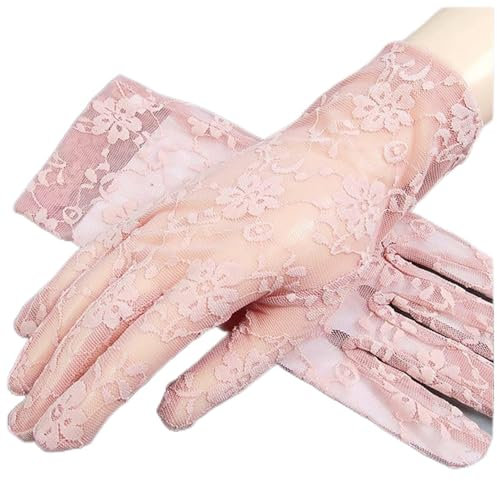 RDJOIMBX Handschuhe Schwarz grau beige rosa frauen dame spitze party kleid handschuhe sommer volle finger sonnencreme hochzeit braut handschuhe for mädchen Damenhandschuhe(Beige)