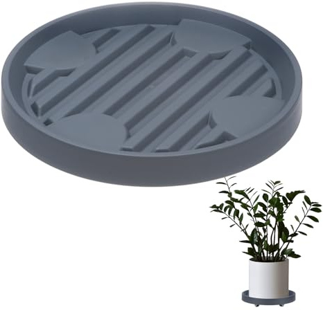 M METERXITY Plant Stand with Wheels, 25cm Round Plant Dolly with Hidden Rolling Casters for Indoor/Outdoor Flower Pot/Garden Planter, 360° Plant Pallet Trolley [110lbs, Grey]
