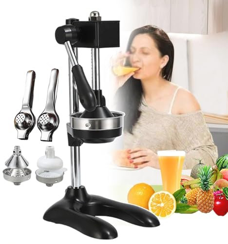 forplubossmmp Spremiagrumi Manuale - Estrattore di Spremiagrumi A Mano - Robot da Cucina con Lunghezza del Manico di 8,8 Pollici - Viene Fornito con 2 Stampi Riutilizzabili E 2 Spremiagrumi,Black
