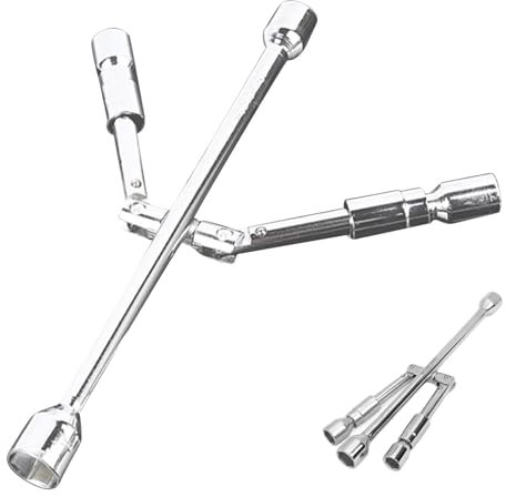 Clé d'écrou de roue, clé à pneu, extracteur d'écrous en acier au carbone, clé de roue à 4 voies, réparation de pneus, portable, robuste, démonte-écrous de roue de pneu robuste et pliable