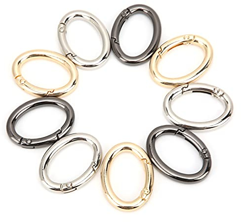 lvifloae 9 Stück Federring, Schlüsselanhänger, Karabinerschnalle, hochwertige Hardware, 3 Farben, geeignet für Rucksäcke, Ketten, Seile, runder Karabiner-Clip, Camping-Karabinerring,