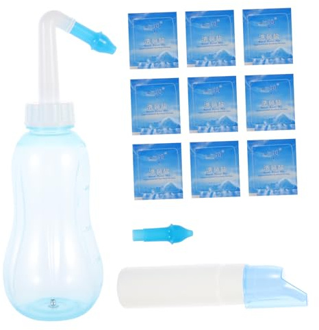 Didiseaon Bottiglia per Lavaggio Nasale da 500ml in Pp Colore Blu Semplice Funzionamento per Pulizia del Naso Adatta a Adulti e Ragazzo Ragazza
