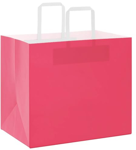 vidaXL Papiertragetaschen 250 STK., Papiertüten mit Henkeln, Papiertüten, Geschenktüten für Einkaufen Hochzeiten Verpackungen Partys Geburtstag Weihnachten, Rosa 32x22x28cm