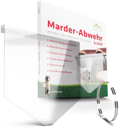 GARDIGO® Scudo Anti Martora da Fissare alla Grondaia | Protezione contro le Martore per Tubi di Scolo e Grondaie | Acrilico trasparente | ca. 40 x 35 cm | Anti Arrampicata Deterrente Martore