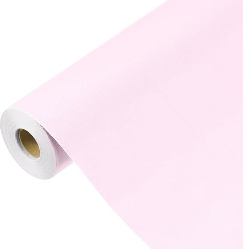 QUARKZMAN 1500 x 40cm Papier Peint Rose Pâle, Papier Peint Autocollant, Contact Papier Rose Pâle Couleur Unie Vinyle Auto-Adhésif Décoratif pour Revêtement Mural