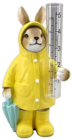 The Bridge Collection Raincoat Bunny Rain Gauge-Cute Rabbit Spring Garden Decor