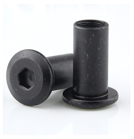 10 Uds M3 M4 M5 M6 M8 negro Zin plateado grande plano hexagonal cabeza hueca remache conector insertar junta manguito tapa tuerca(M8x15mm (10pcs))