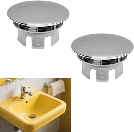 2 Pack Sink Basin Overflow Trim Ring,Solid Brass Bathroom Sink Trim Overflow Cover,Bathroom Kitchen Sink Trim Overfollow Cover Insert in Hole Round Caps(Silver)